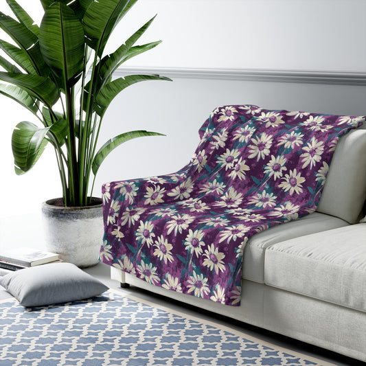 Twilight Daisy Meadow Fleece Blanket