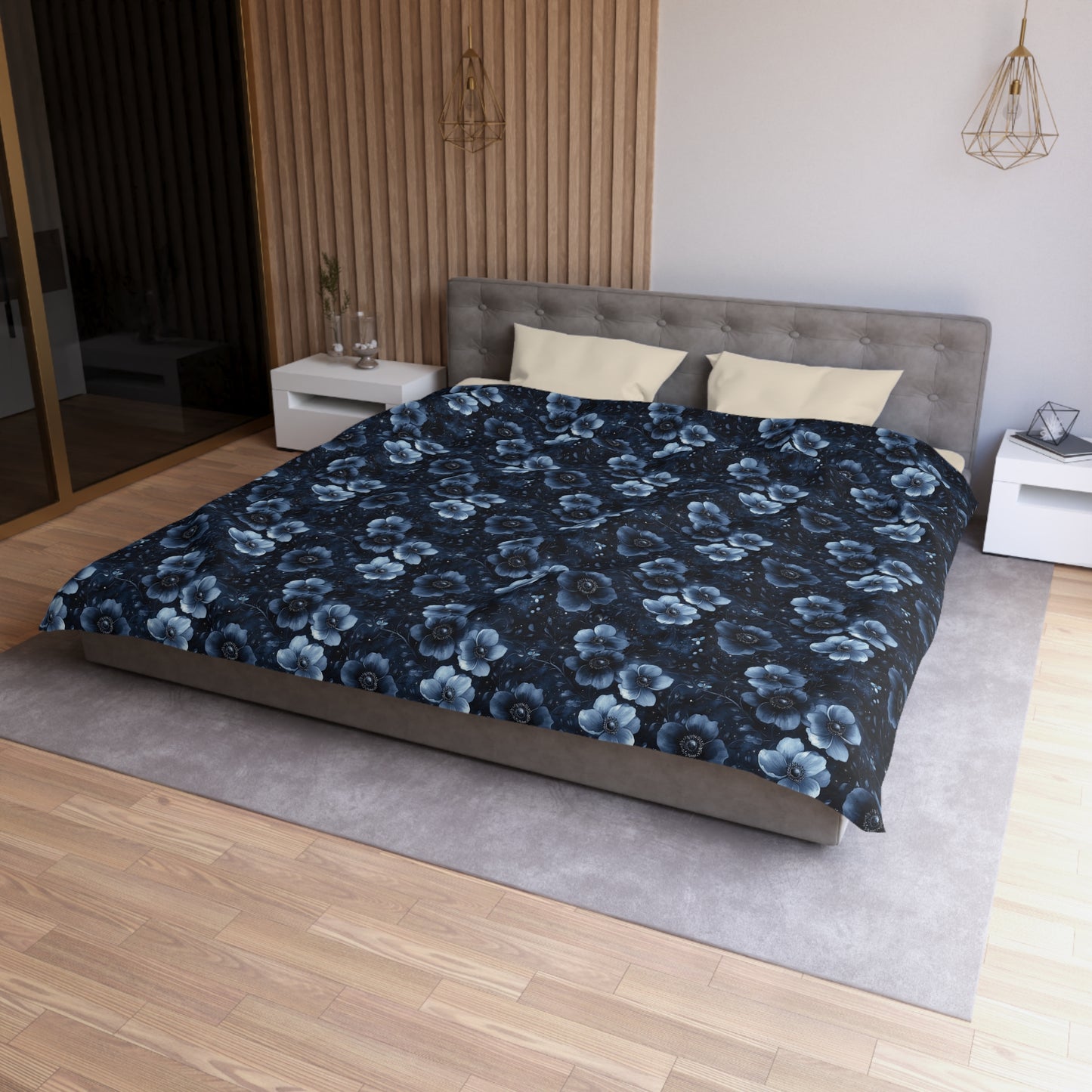 MIdnight Blossoms Microfiber Duvet Cover