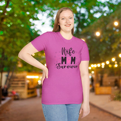 Wife Mom Survivor Adult T-shirt