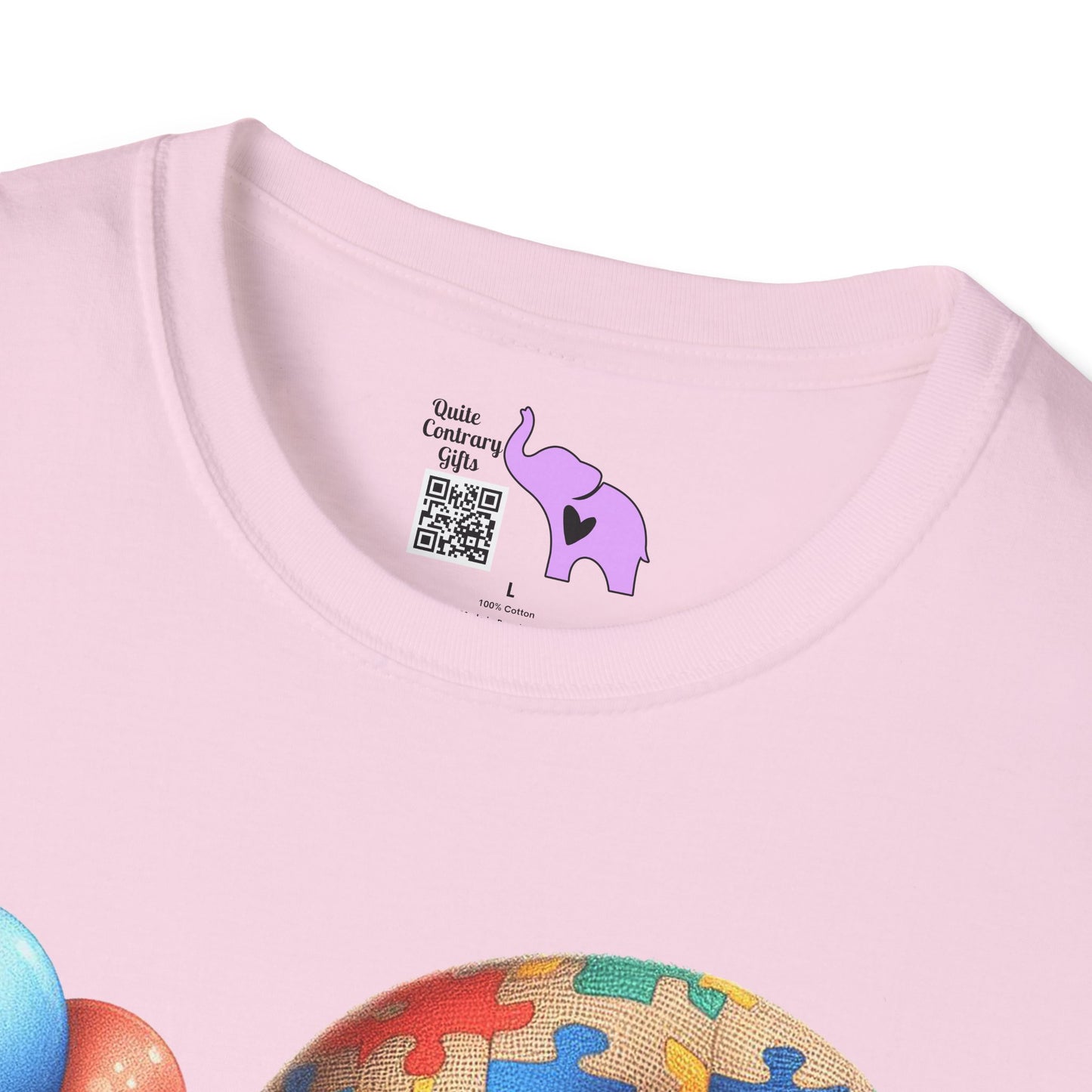 Autism Awarness Gnome w/Balloons Adult T-shirt