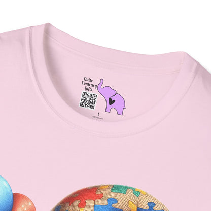 Autism Awarness Gnome w/Balloons Adult T-shirt