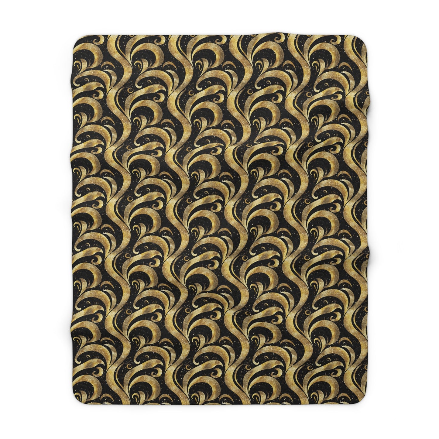 Black & Gold Luxe Swirl Fleece Blanket