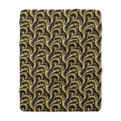 Black & Gold Luxe Swirl Fleece Blanket