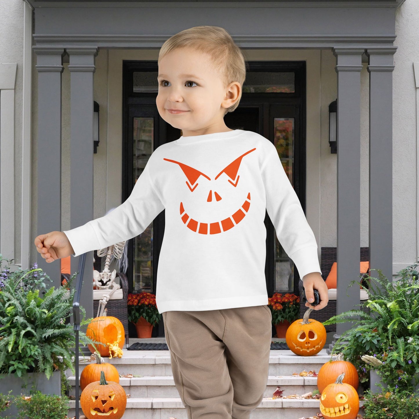 Spooky Jack-O-Lantern Toddler Long Sleeve Tee