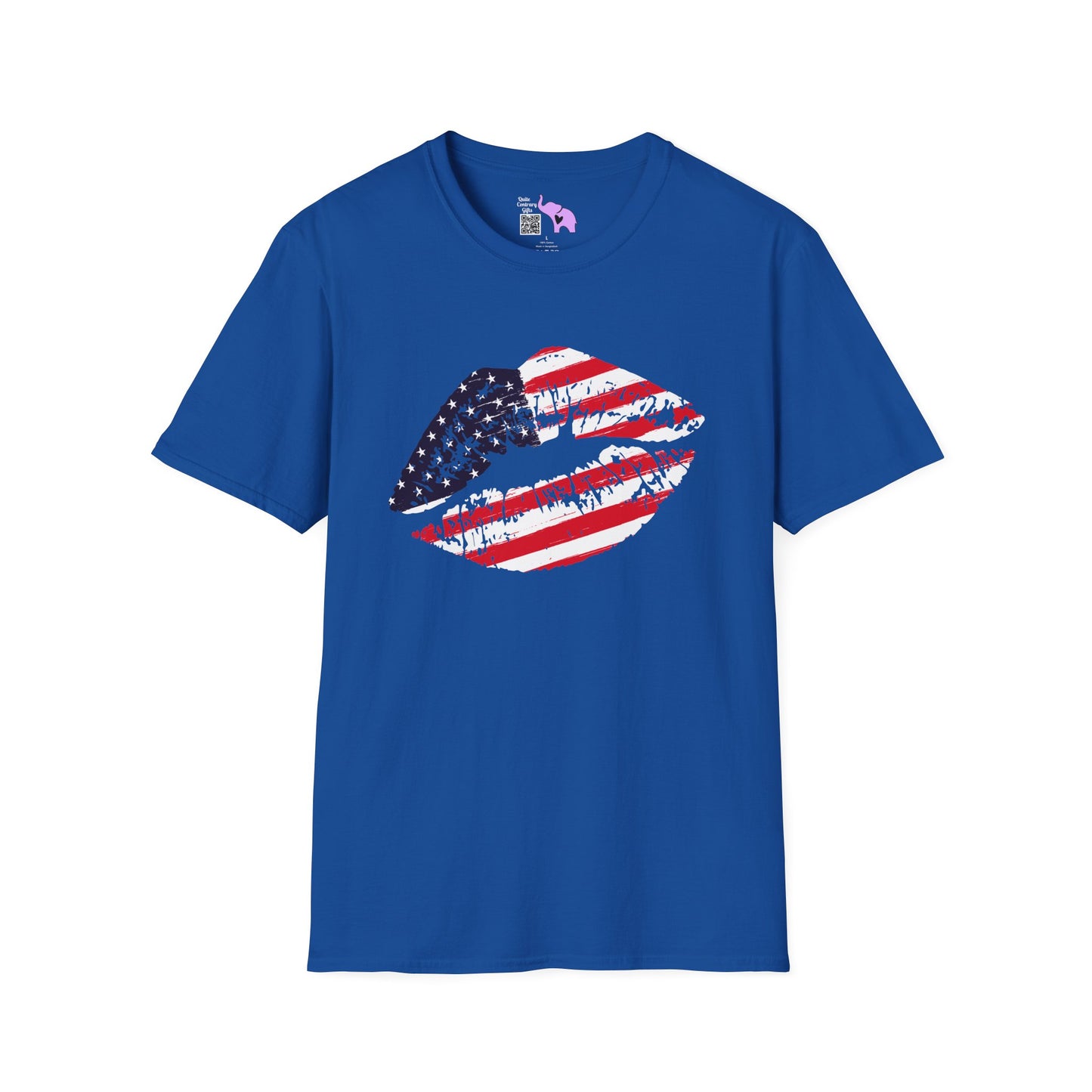 American Flag Lips Adult T-shirt