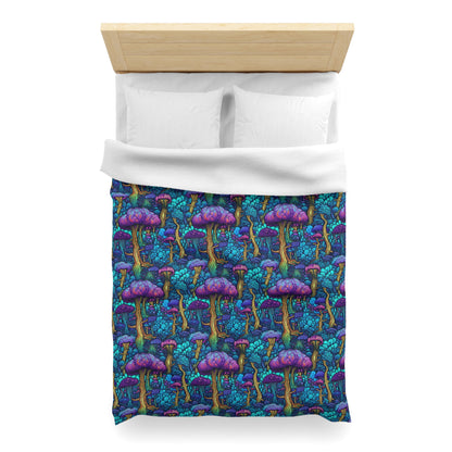 Trippy Purple Mushrooms Microfiber Duvet Cover