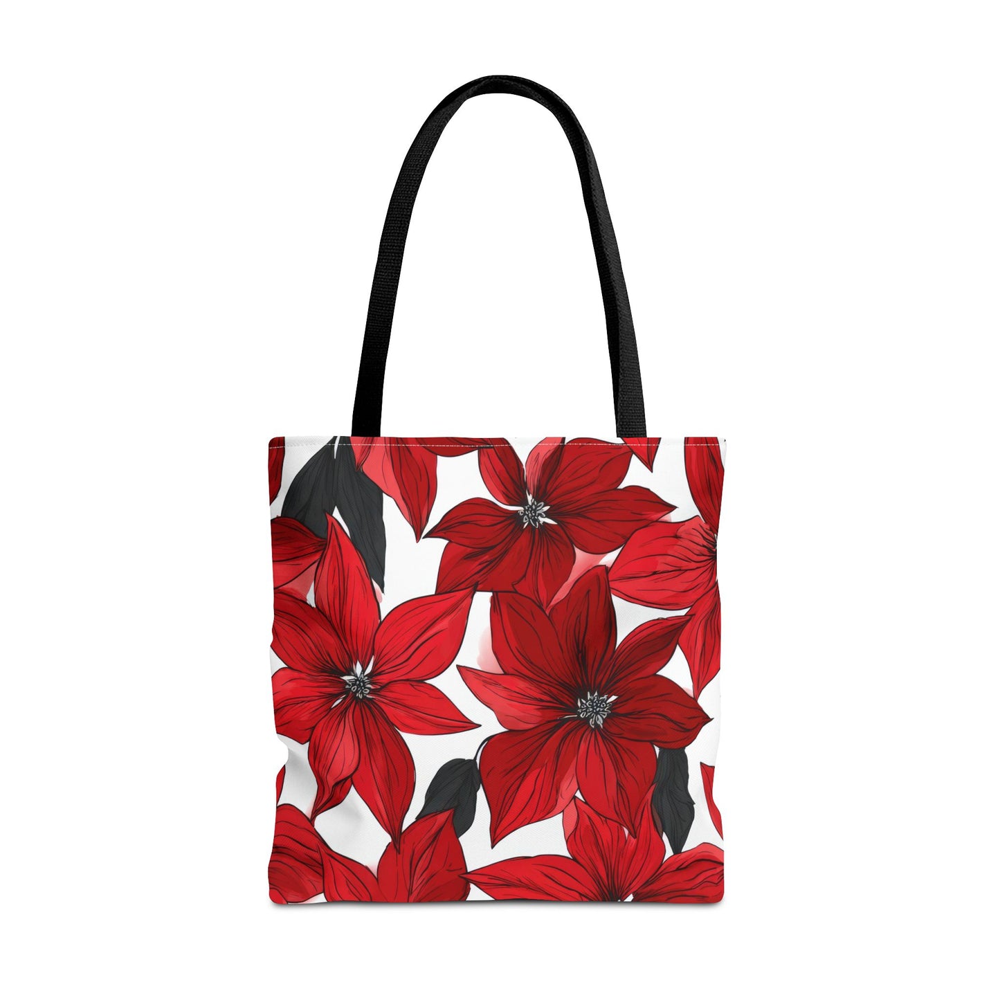 Inked Poinsettias Canvas Tote Bag