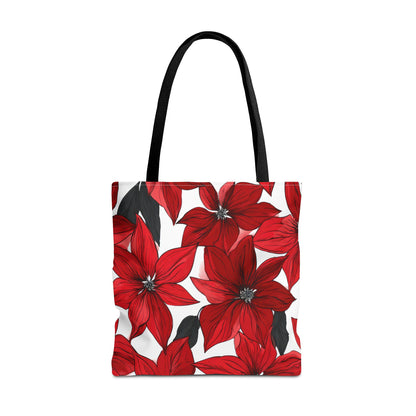 Inked Poinsettias Canvas Tote Bag