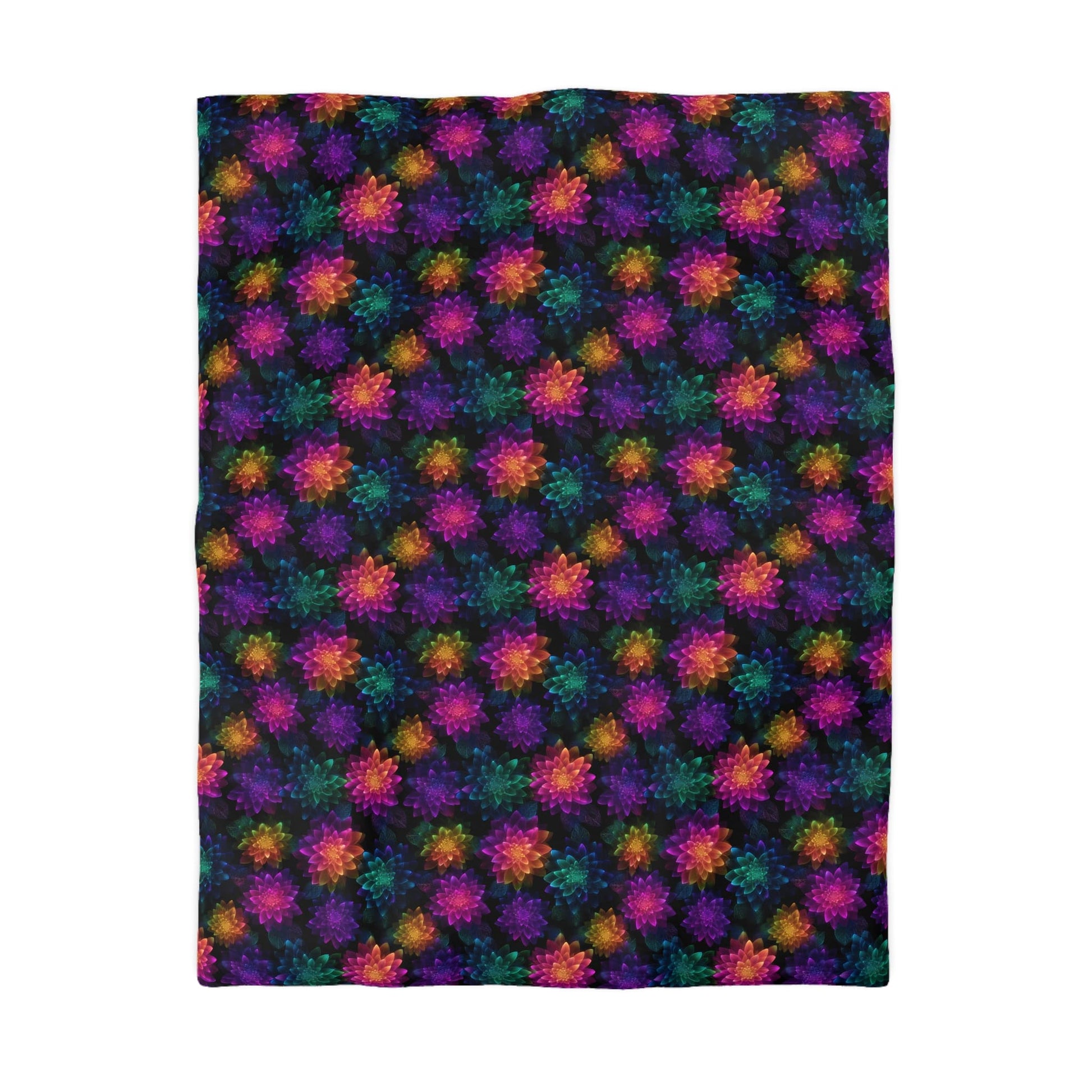Neon Lotus Blooms Microfiber Duvet Cover