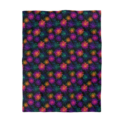 Neon Lotus Blooms Microfiber Duvet Cover