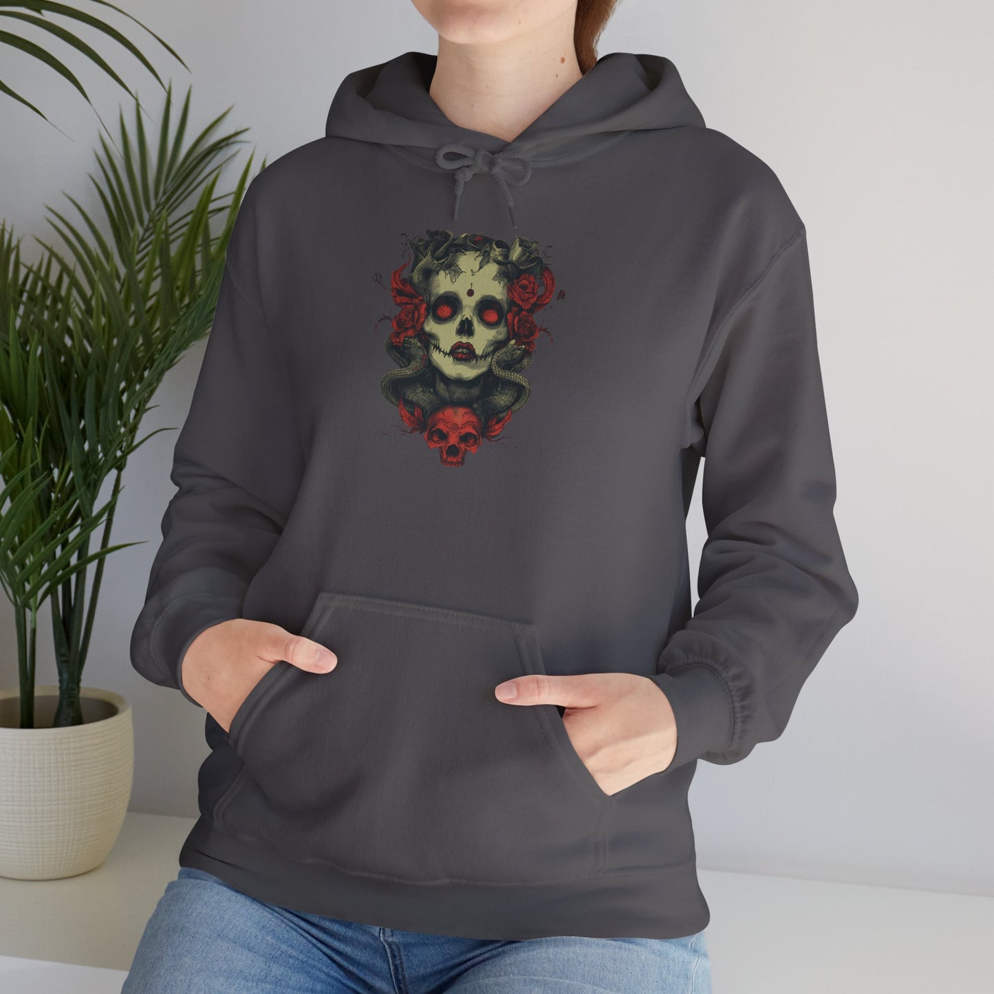 Creepy Skull and Roses Heavy Blend™ Hooded Sweatshirt