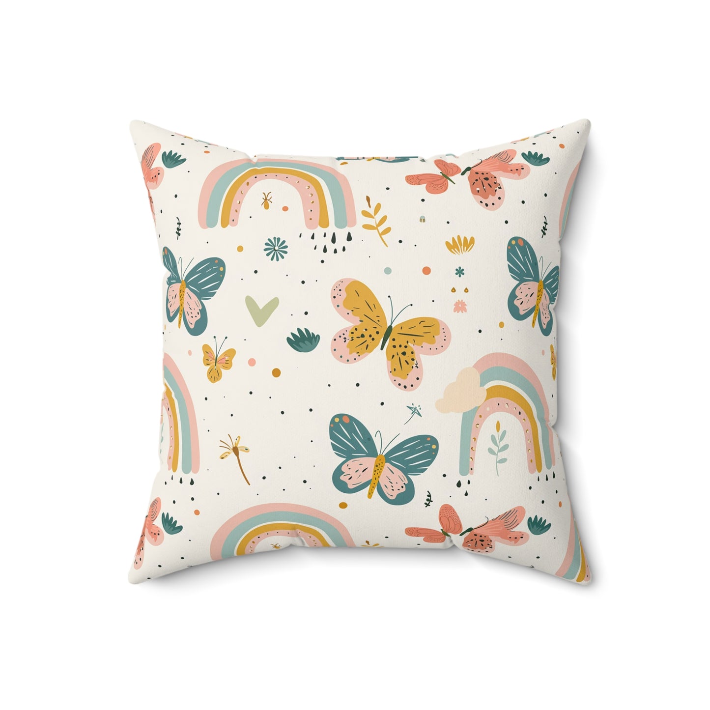 Whispering Wings & Rainbows Throw Pillow