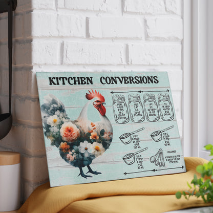 Floral Chicken Kitchen Conversions Glass Cutting Board | Perfect Gift for Home Cooks