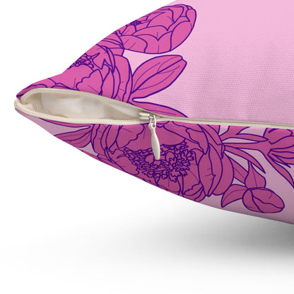 Bubblegum Bloom Peonies Throw Pillow