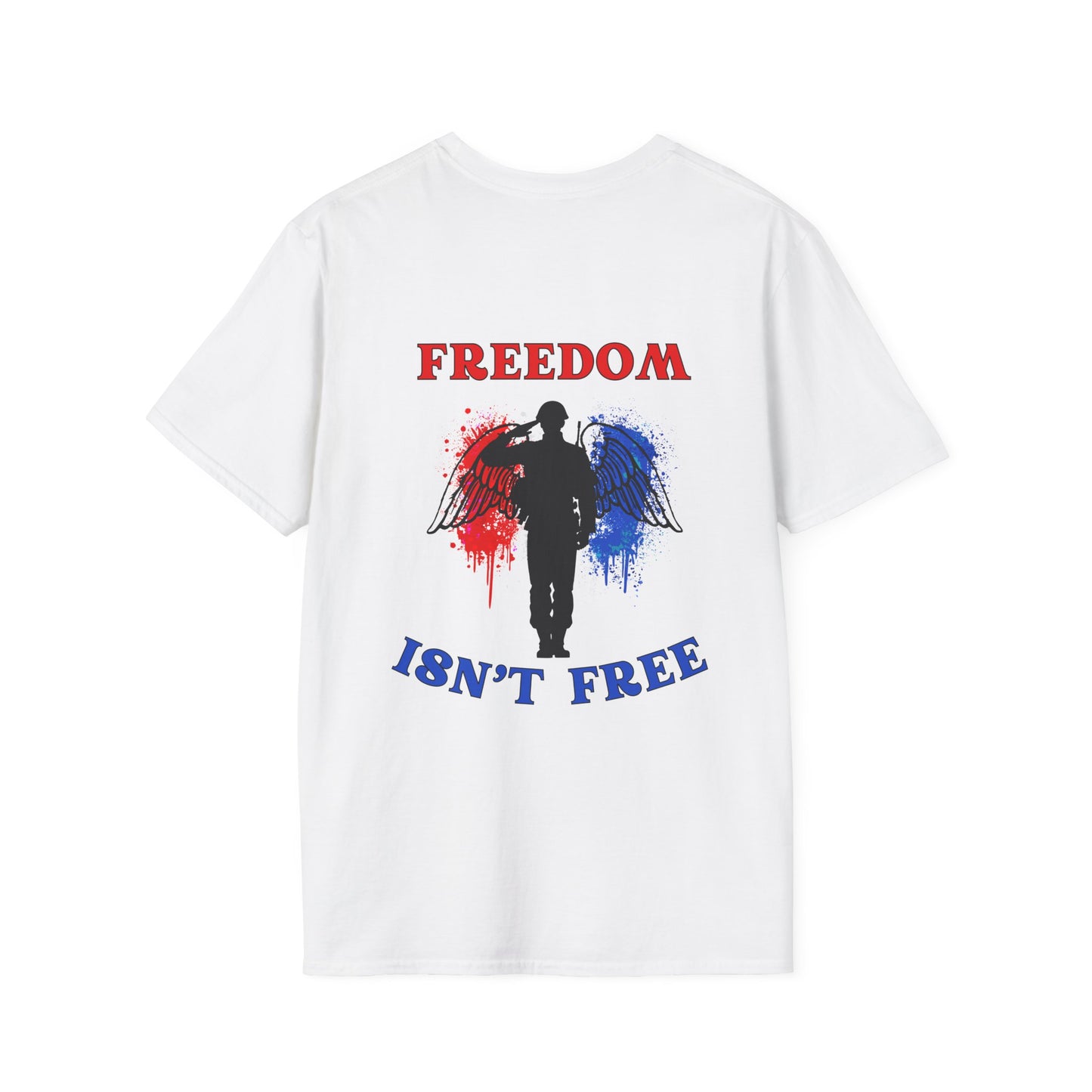 Freedom Isn't Free Saluting Soldier w/Wings Adult T-shirt