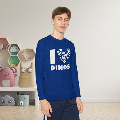 I Love Dinos (Dino Heart) Youth Long Sleeve Tee