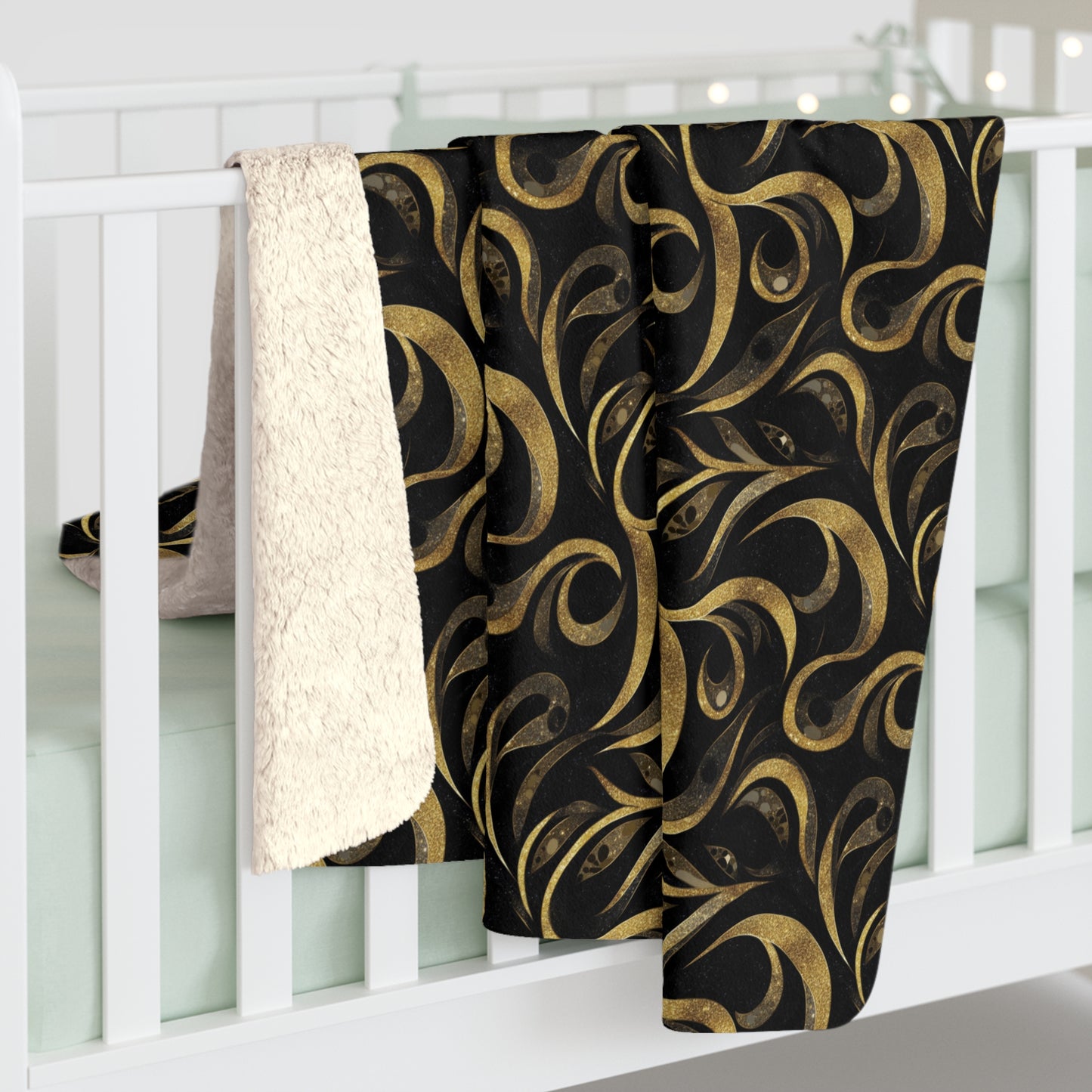 Golden Noir Swirl Fleece Blanket