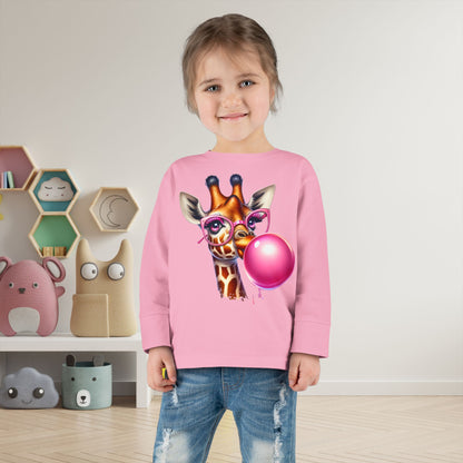 Girraffe Blowing Bubble Toddler Long Sleeve Tee