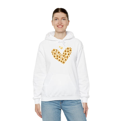 Sunflower Heart & Butterflies Heavy Blend™ Hooded Sweatshirt