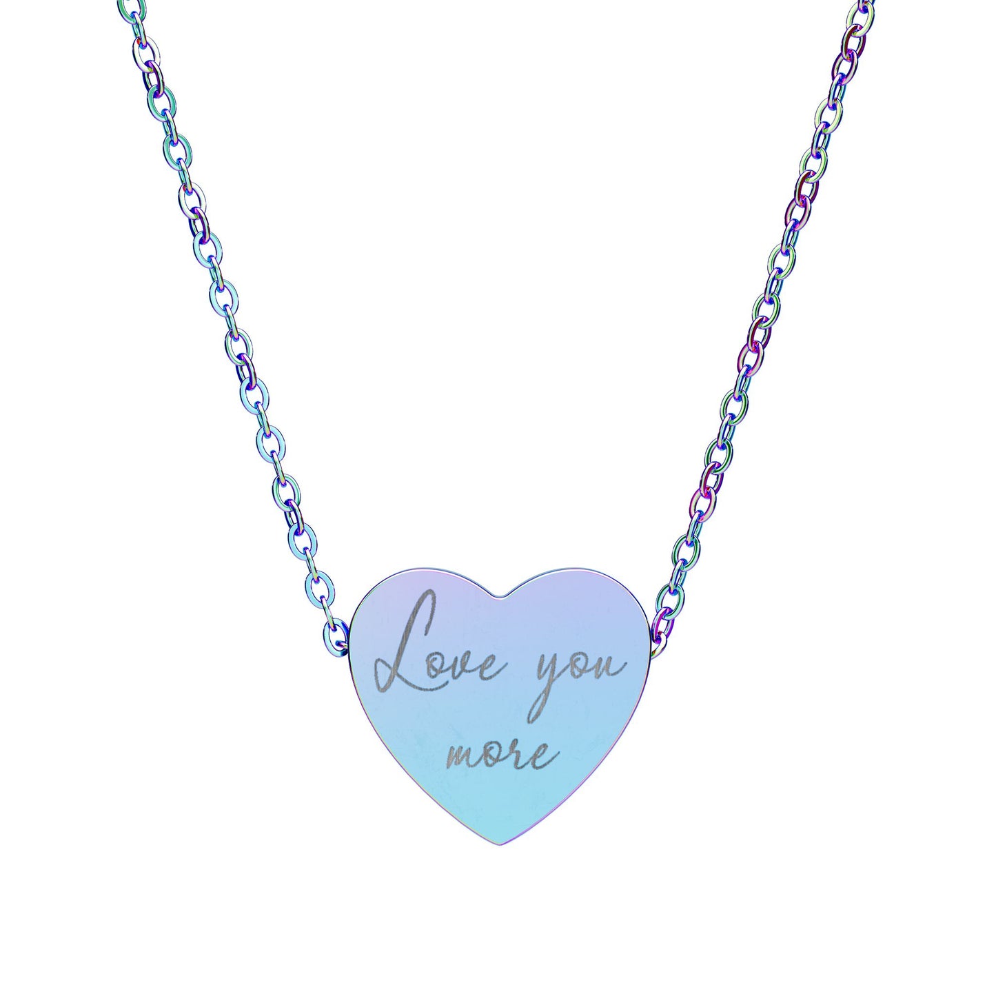 'Love You More' Engraved Heart Necklace