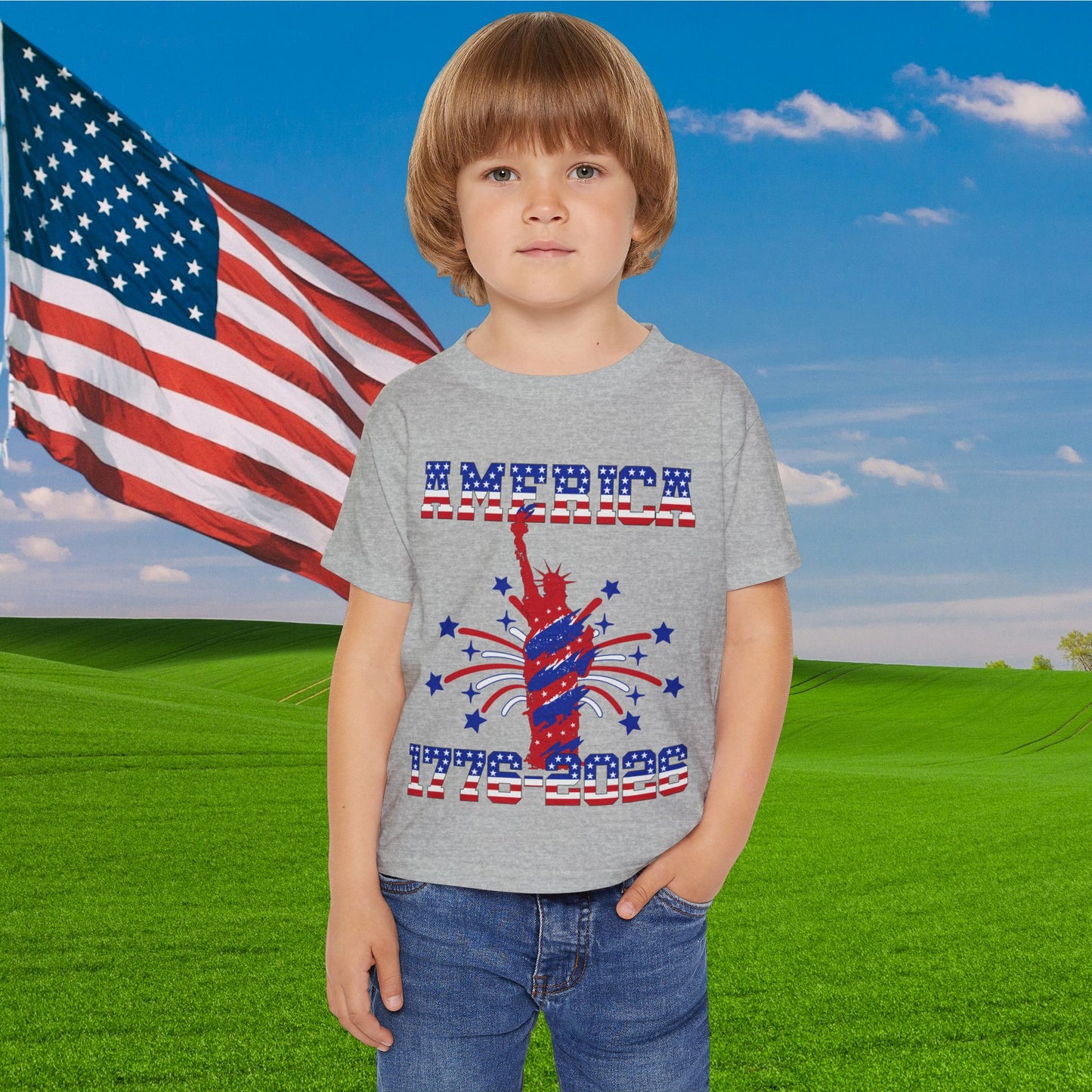 America 1776-2026 (Statue of Liberty) Heavy Cotton™ Toddler T-shirt
