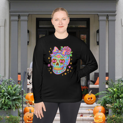 Neon Sugar Skull Adult Long Sleeve Tee
