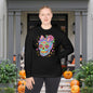 Neon Sugar Skull Adult Long Sleeve Tee