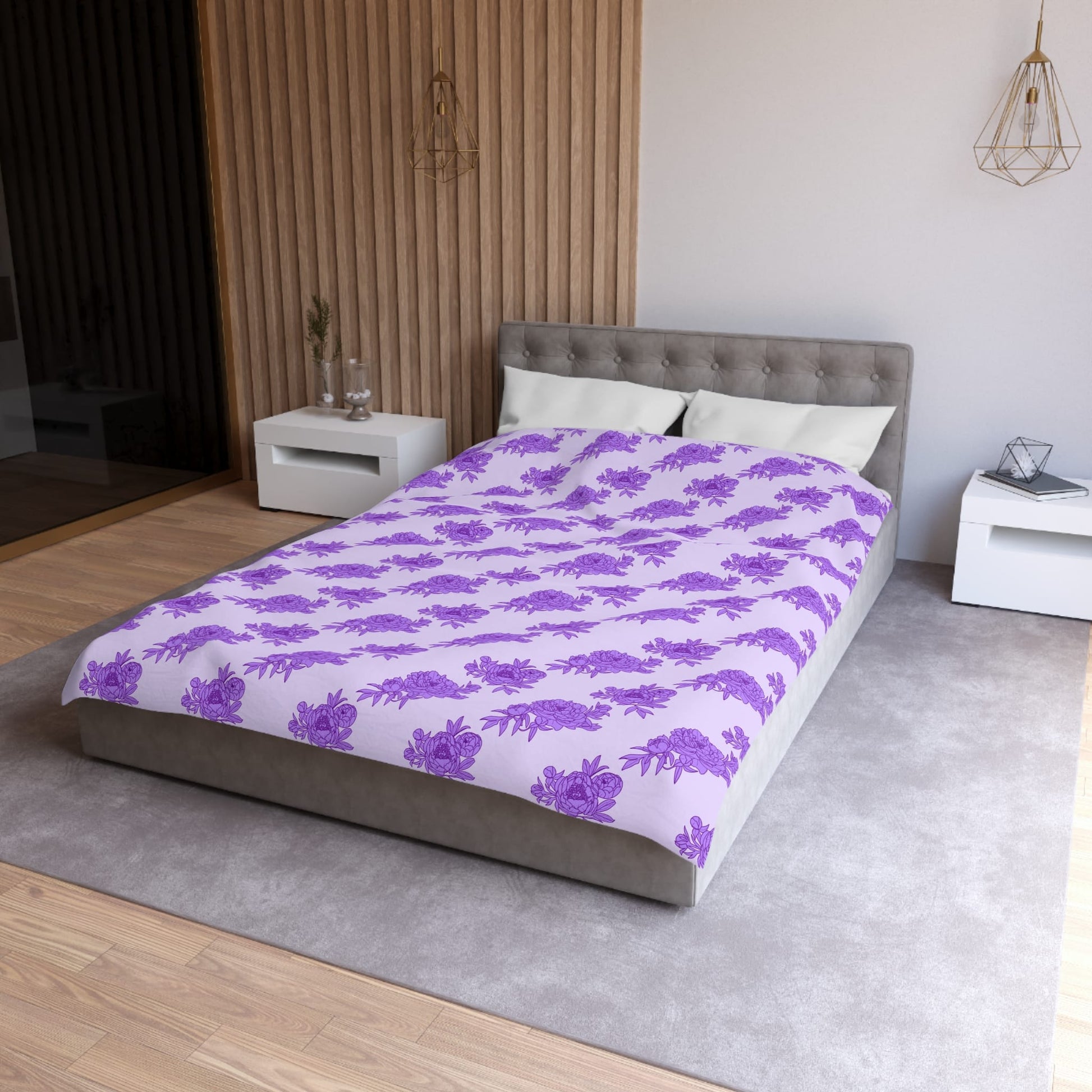 Royal Orchid Peonies Microfiber Duvet Cover
