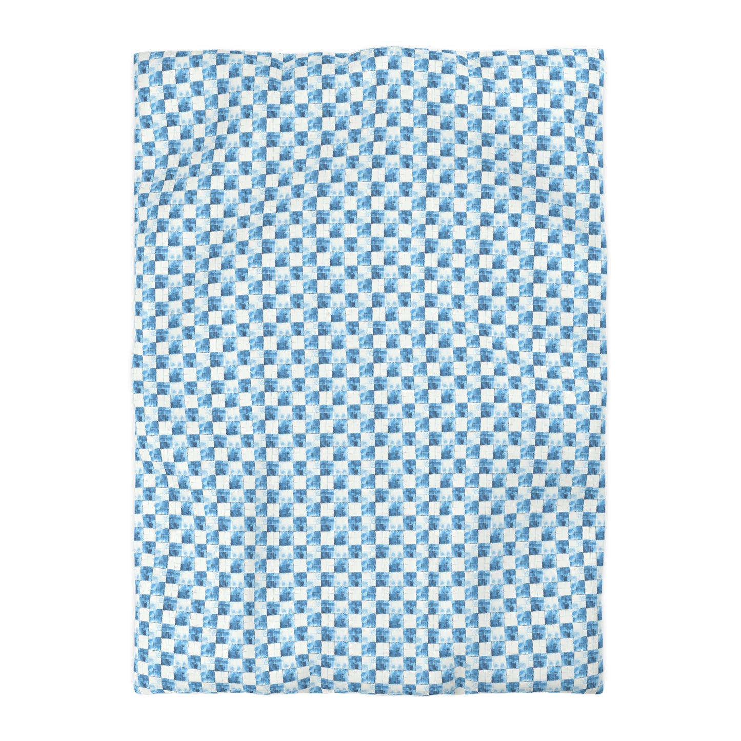 Cozy Blue Checkered Microfiber Duvet Cover