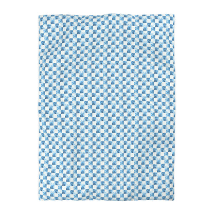 Cozy Blue Checkered Microfiber Duvet Cover
