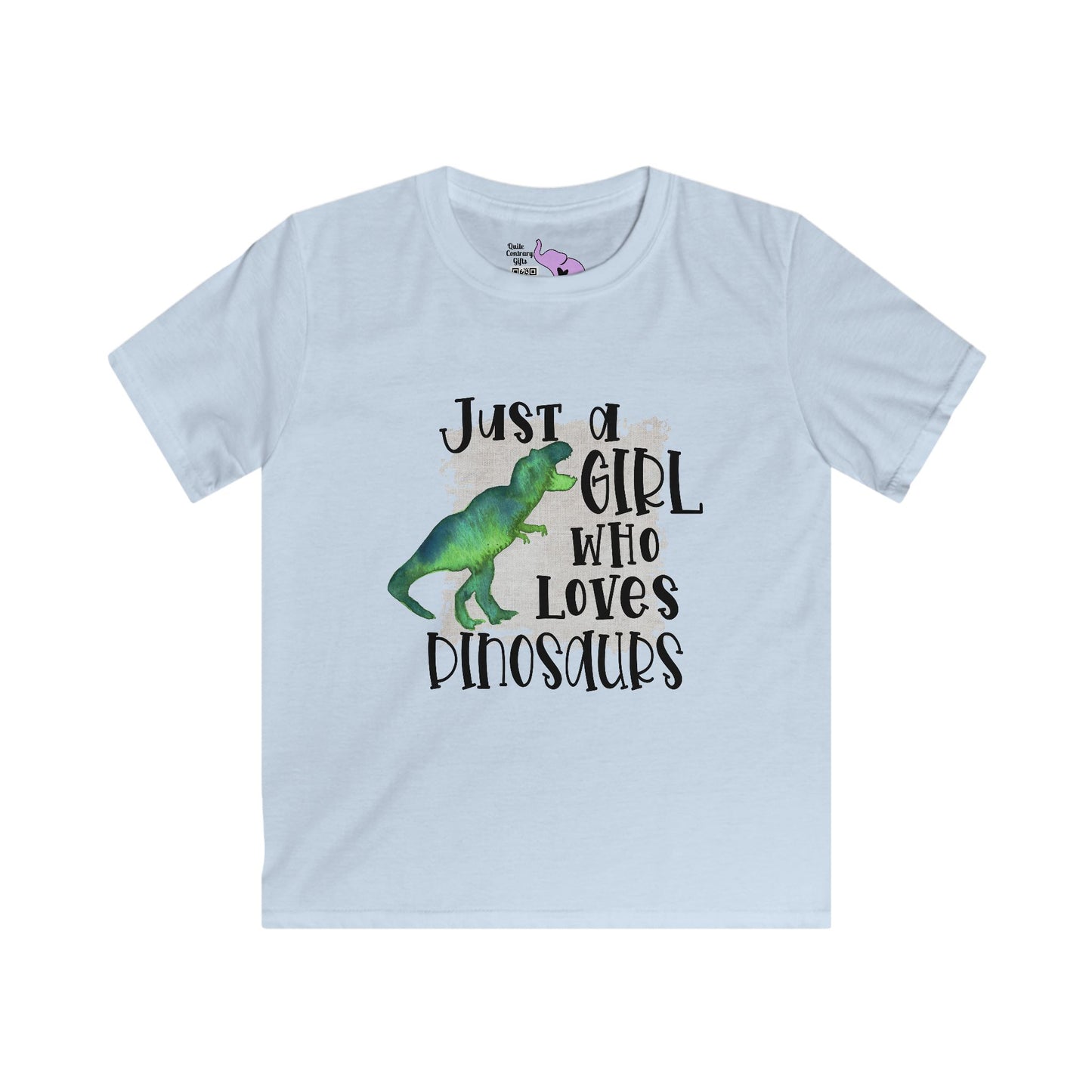 Just A Girl Who Loves Dinosaurs Kids Softstyle Tee