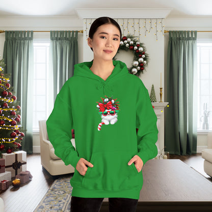 White Candy Cane Kitten Adult Heavy Blend™ Hoodie