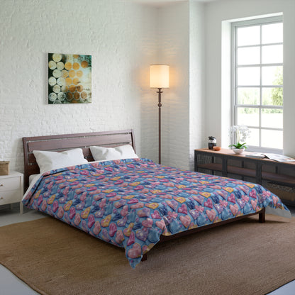 Color Pop Stitched Hearts Comforter