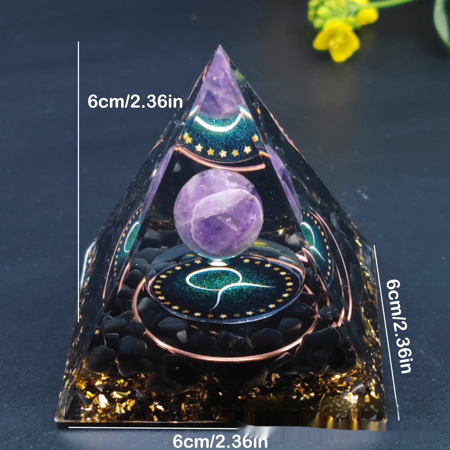 Zodiac Signs Amethyst Resin Pyramid