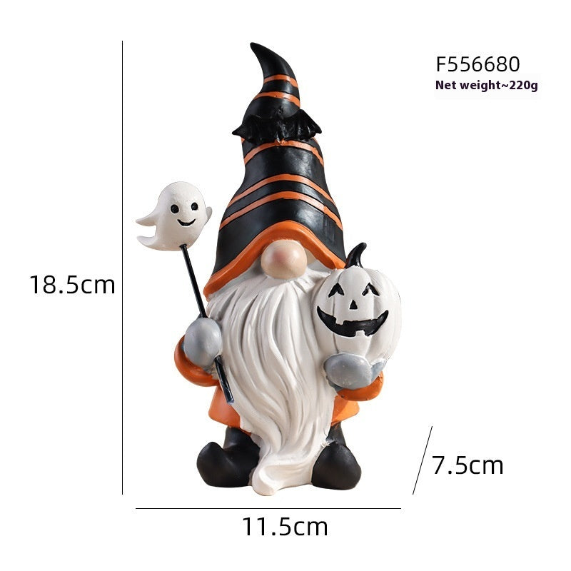 Halloween Pumpkin Gnome Resin Decor