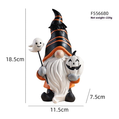 Halloween Pumpkin Gnome Resin Decor