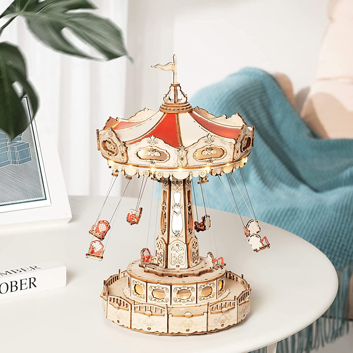 Carnival Swing Ride Mechanical Wooden Music Box Kit