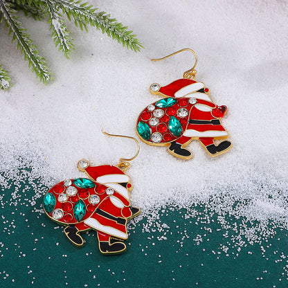 Adorable Santa Claus Colorful Rhinestone Earrings