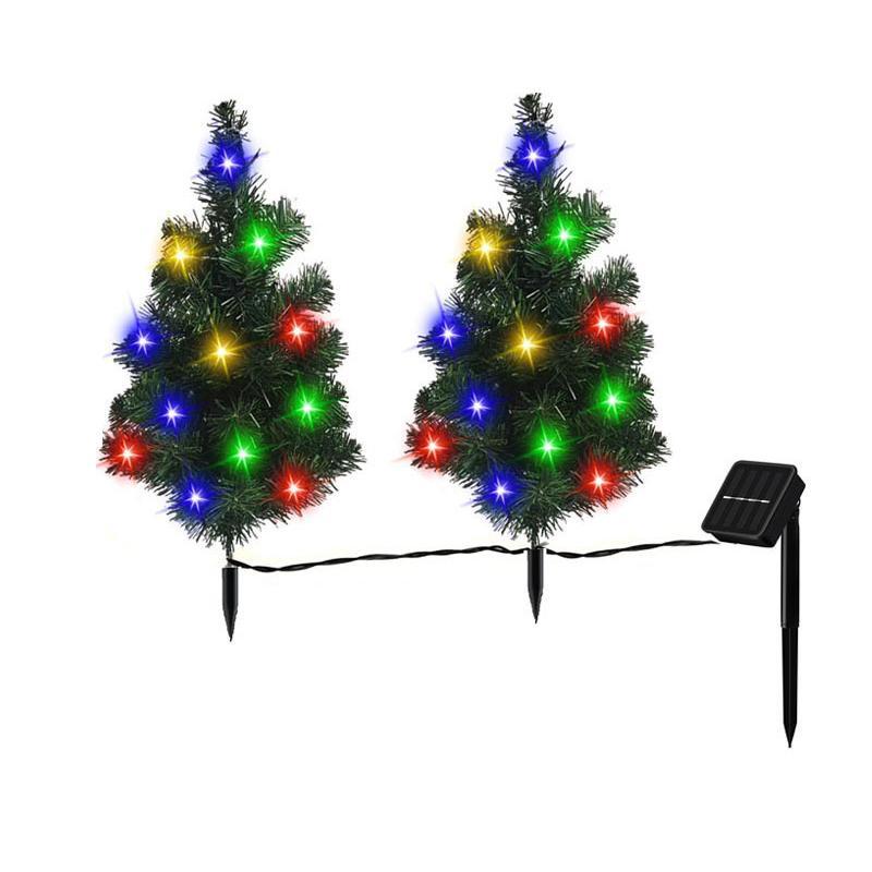 Multicolor LED Solar Christmas Trees – Pack of 2, 4, or 6