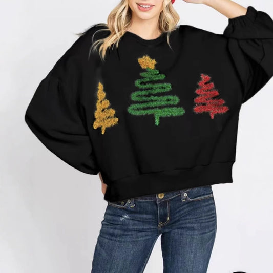 Women's Christmas Tree Casual Pullover Sweatshirt