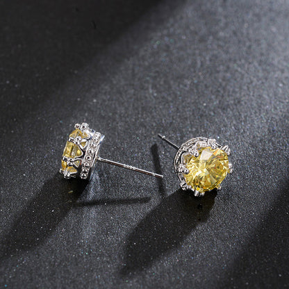 Yellow Inlaid Diamond-cut Earrings