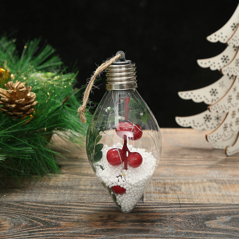 Retro Christmas Bulb Lighted Winter Scene Dry Snow Globe