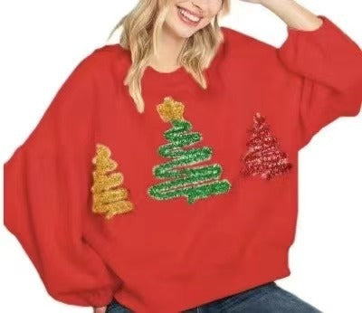 Women's Christmas Tree Casual Pullover Sweatshirt