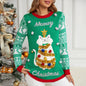 Christmas Cartoon Kitten Embroidered Sweater