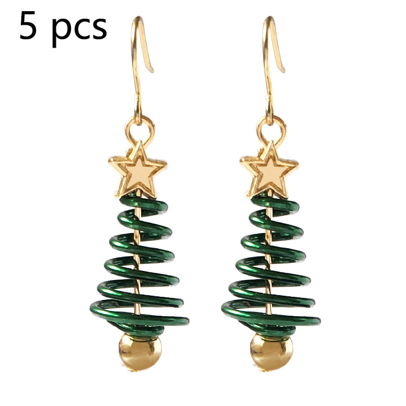 Spiral Christmas Tree Star Earrings