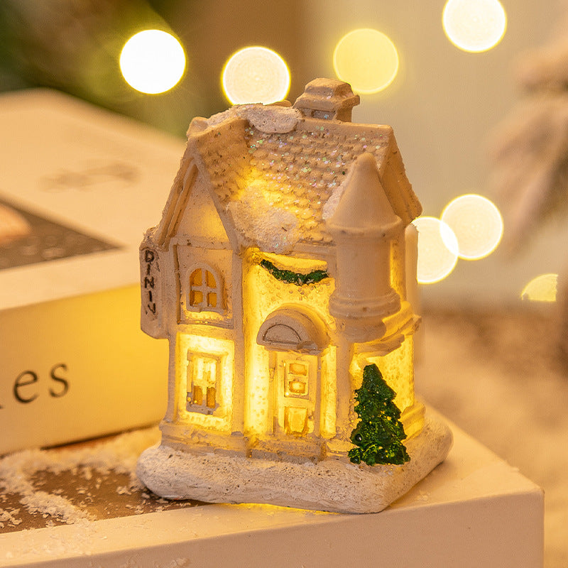 Small Christmas LED Light Up Resin House Village