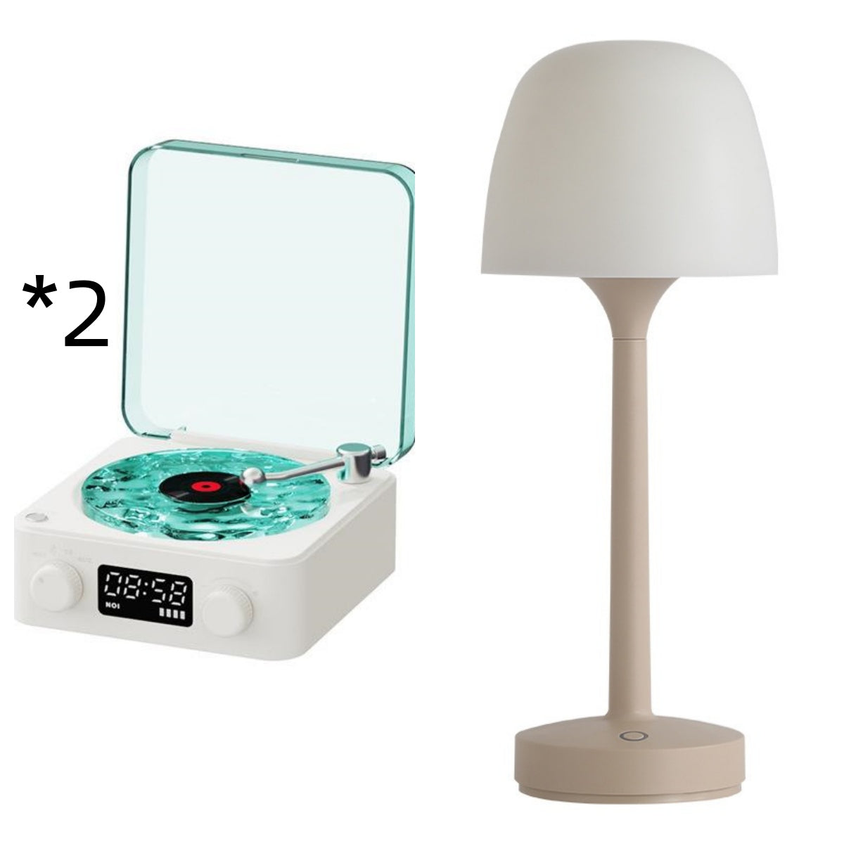 Retro Bluetooth Record Player Speaker with Rotating Water Ripple Light & White Noise Machine