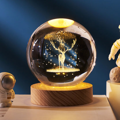 Luminous Starry Sky And Planets Moon Crystal Ball