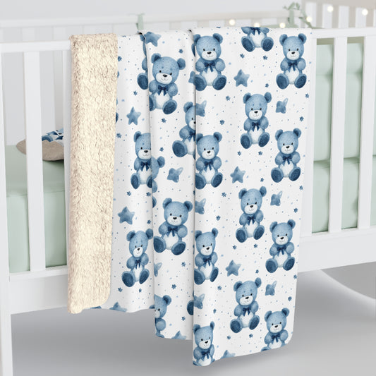Blue Bear Hugs Sherpa Fleece Blanket