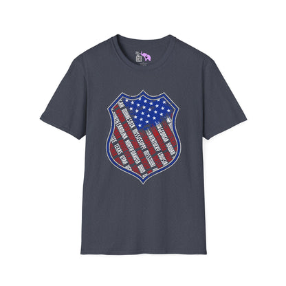 Badge-Shaped American Flag w/States Adult T-Shirt